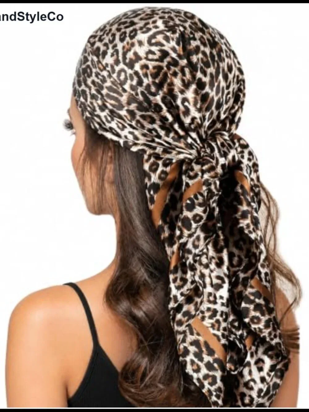 Silk Feel Leopard Print Head Scarf Bandana for Women 35